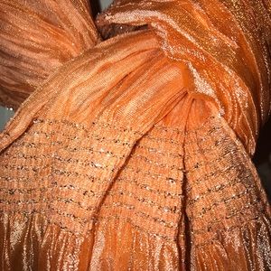 Pumpkin Scarf with Silver Metallic Threads
